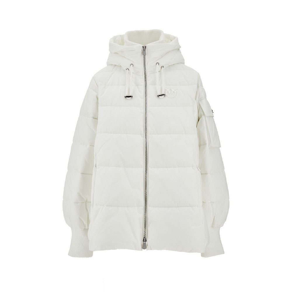 A-line down jacket with logo patch
