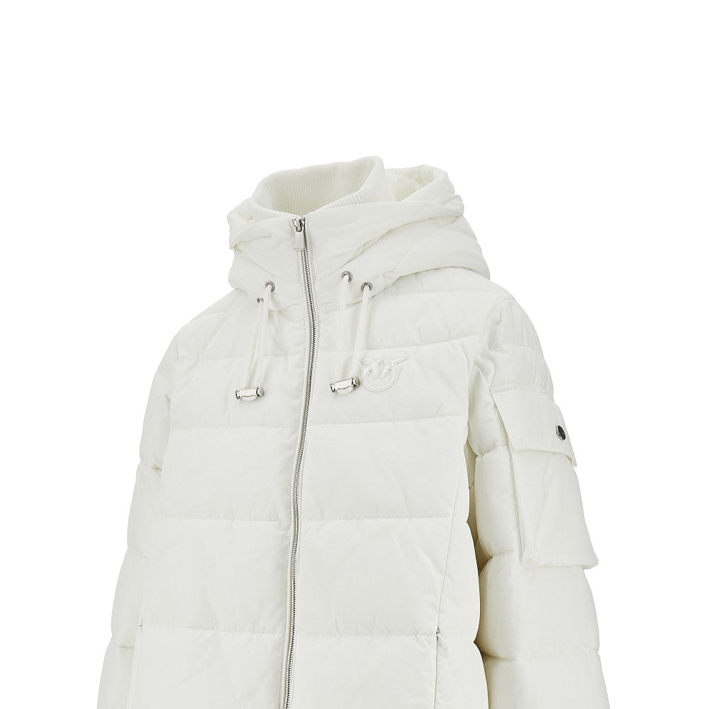A-line down jacket with logo patch