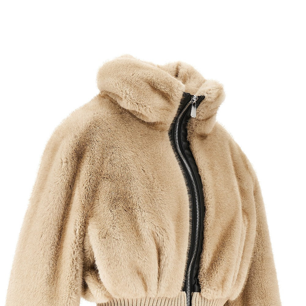 Faux fur bomber jacket