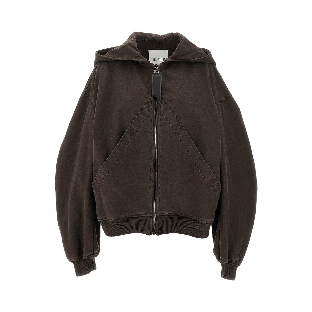 Bomber in gabardine con cappuccio