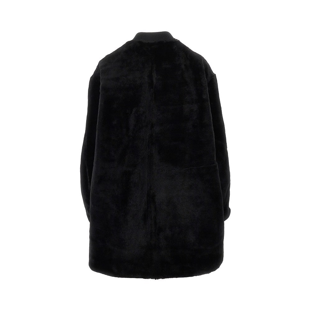 Blouson reversibile in shearling e twill