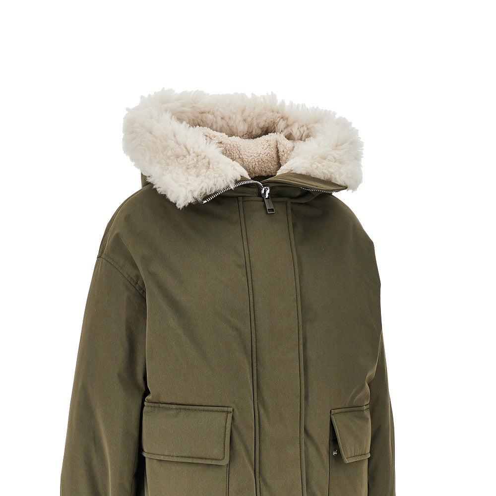 Cotton-blend and shearling padded short parka