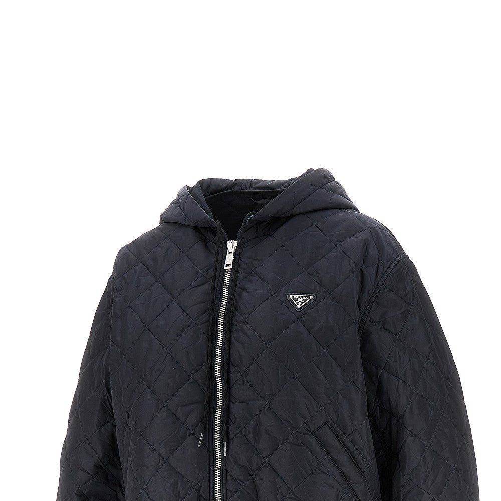 Quilted Re-Nylon hooded blouson jacket