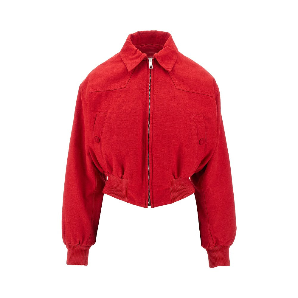 Canvas bomber jacket with cut-out logo
