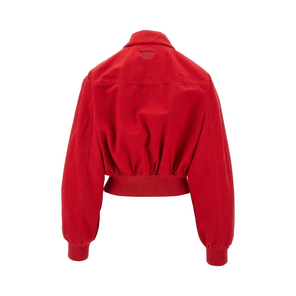Bomber in canvas con logo cut-out