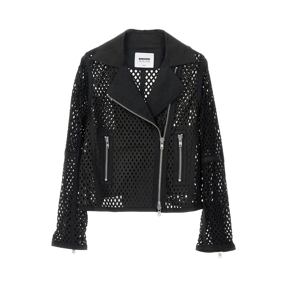 Giacca Biker in pelle traforata