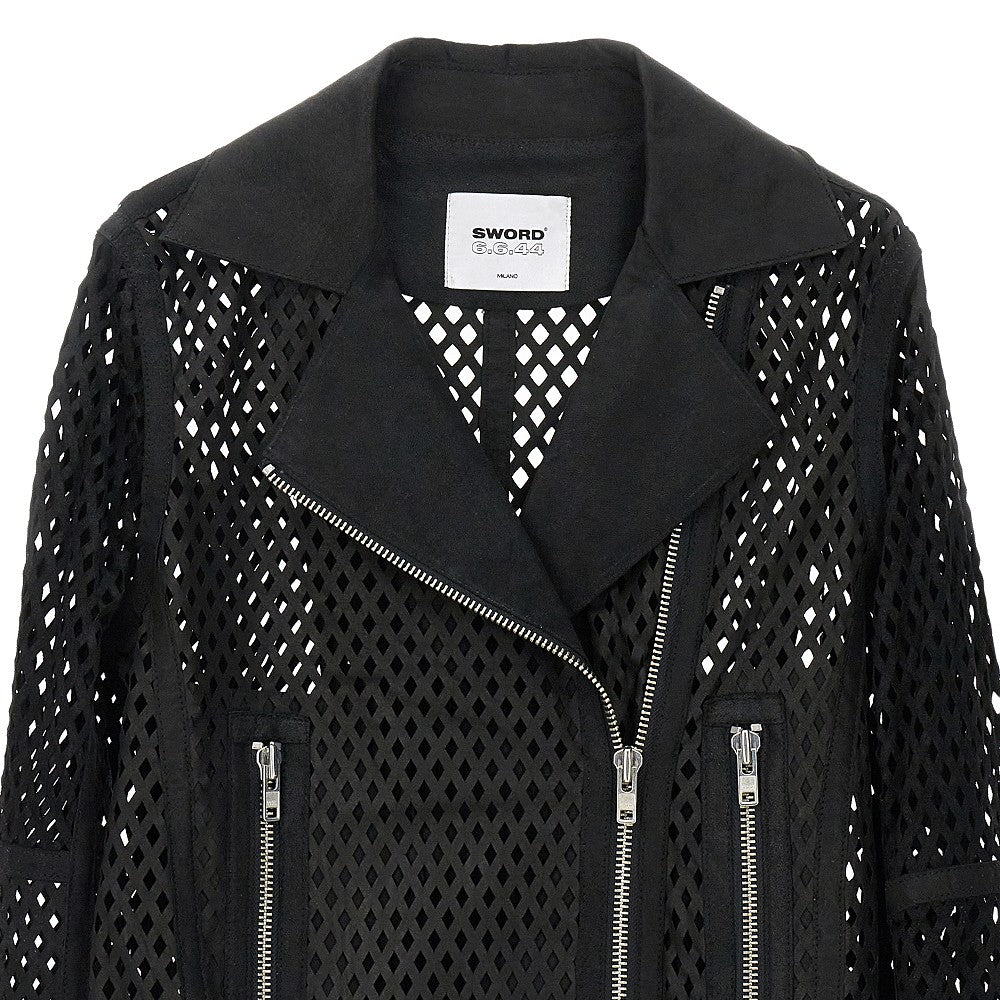 Giacca Biker in pelle traforata