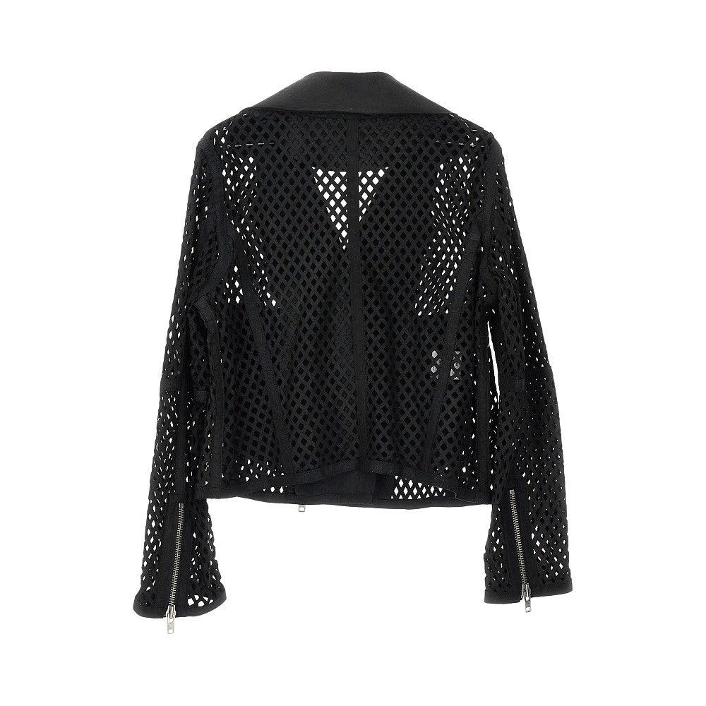 Giacca Biker in pelle traforata