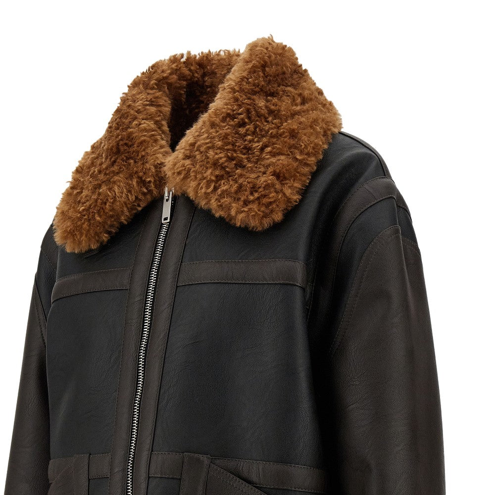 Giacca in pelle vegana e Teddy