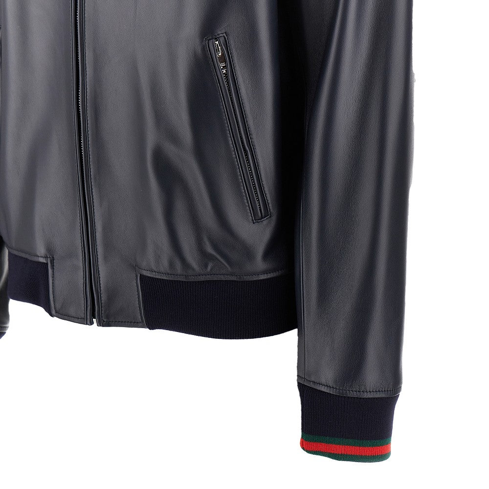 Nappa leather bomber jacket with logo