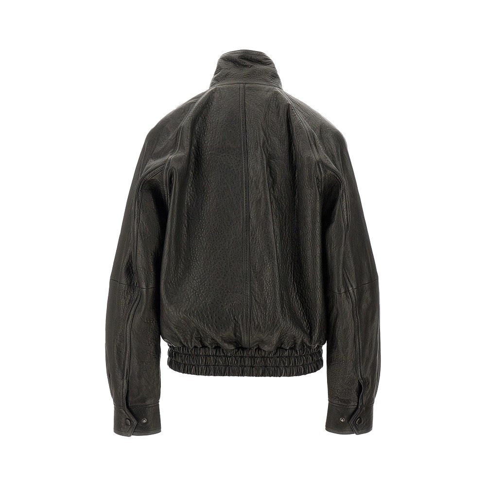 Oversized leather bomber jacket