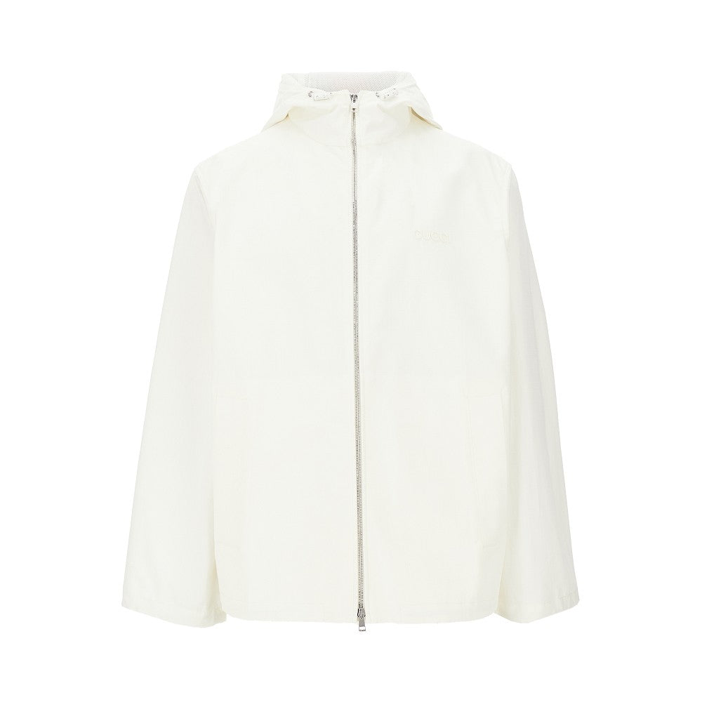 Web logo print hooded blouson jacket