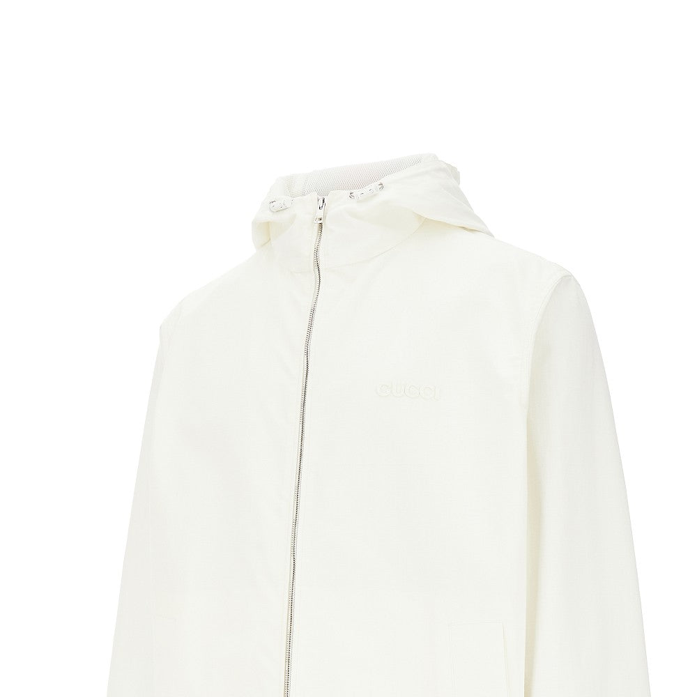Web logo print hooded blouson jacket
