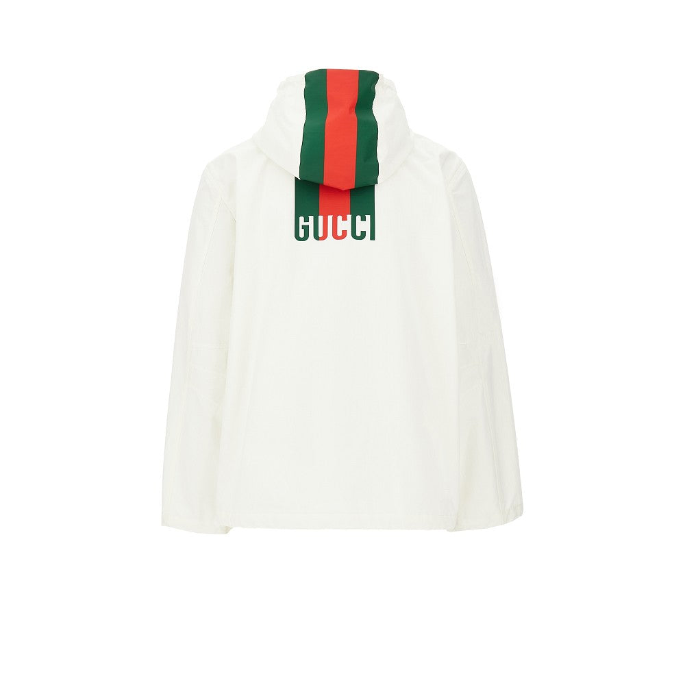 Web logo print hooded blouson jacket