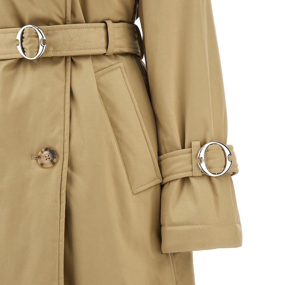 Trench lungo in misto cotone imbottito