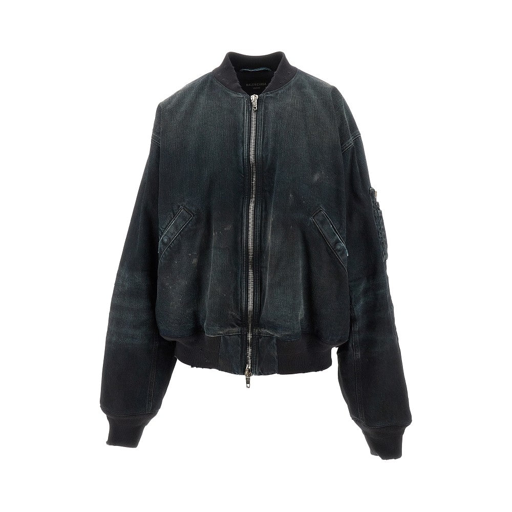 Padded denim oversized bomber jacket