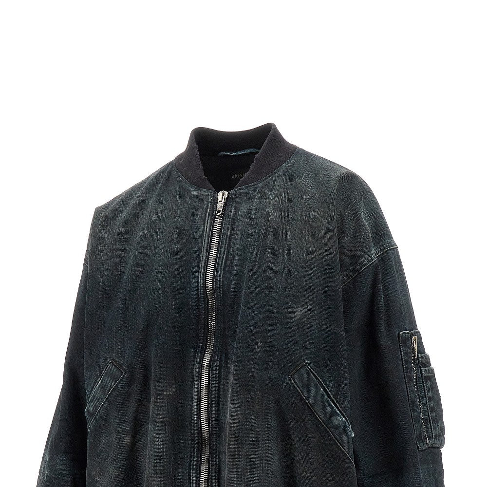 Padded denim oversized bomber jacket