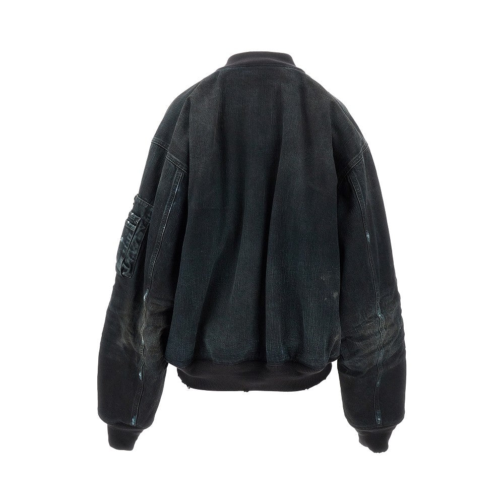 Padded denim oversized bomber jacket