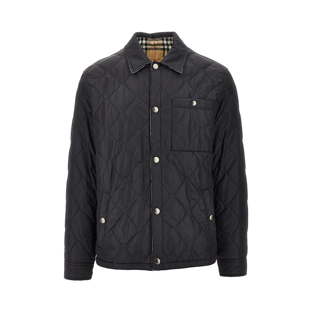 Overshirt reversibile in nylon e twill Check