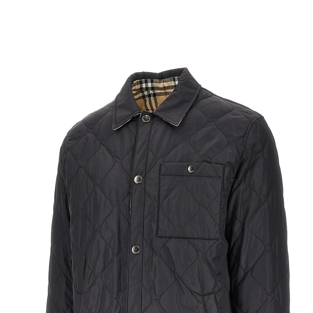 Overshirt reversibile in nylon e twill Check
