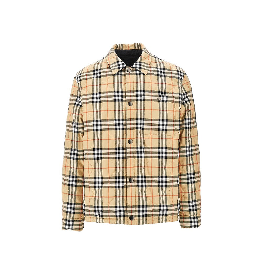 Overshirt reversibile in nylon e twill Check