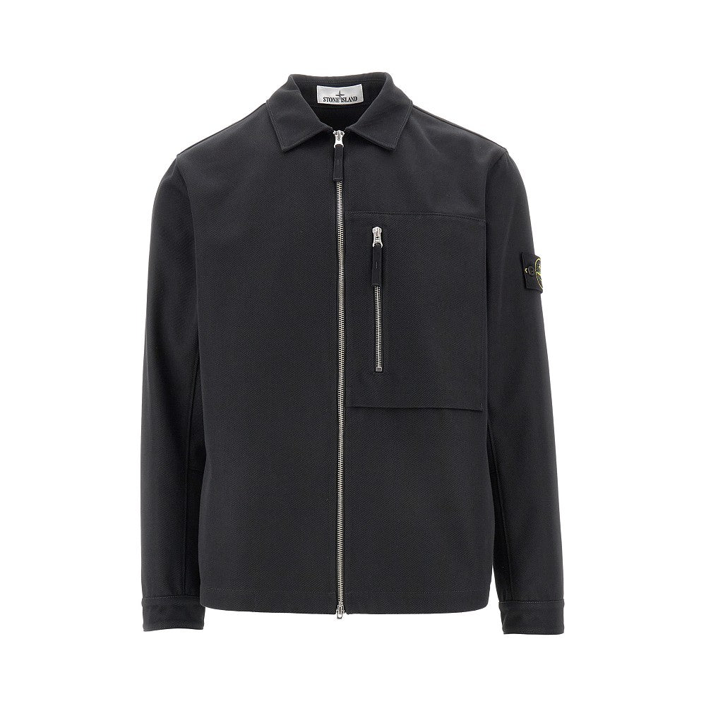 Overshirt in gabardine con badge logo