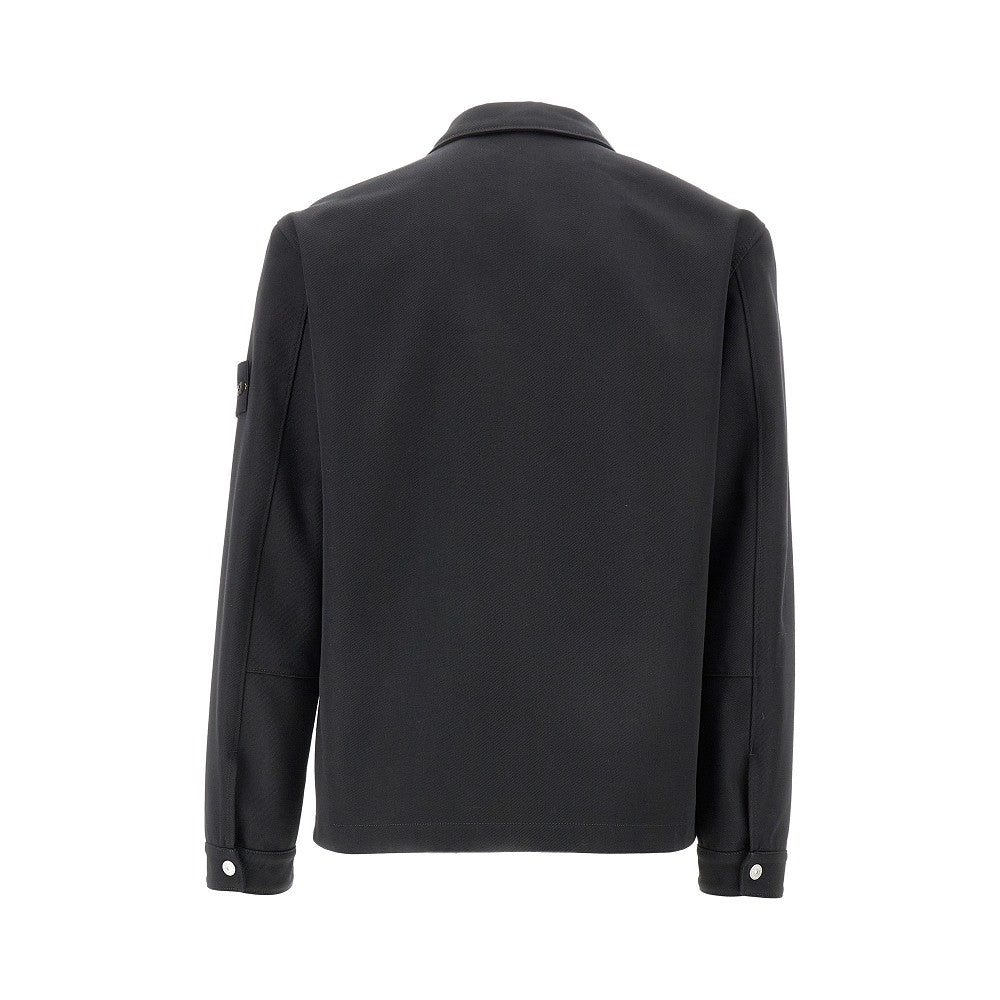 Overshirt in gabardine con badge logo