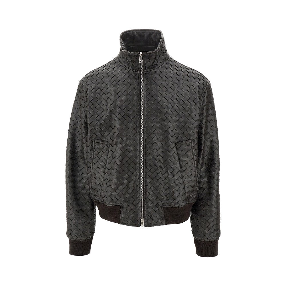 Bomber in pelle Intrecciato