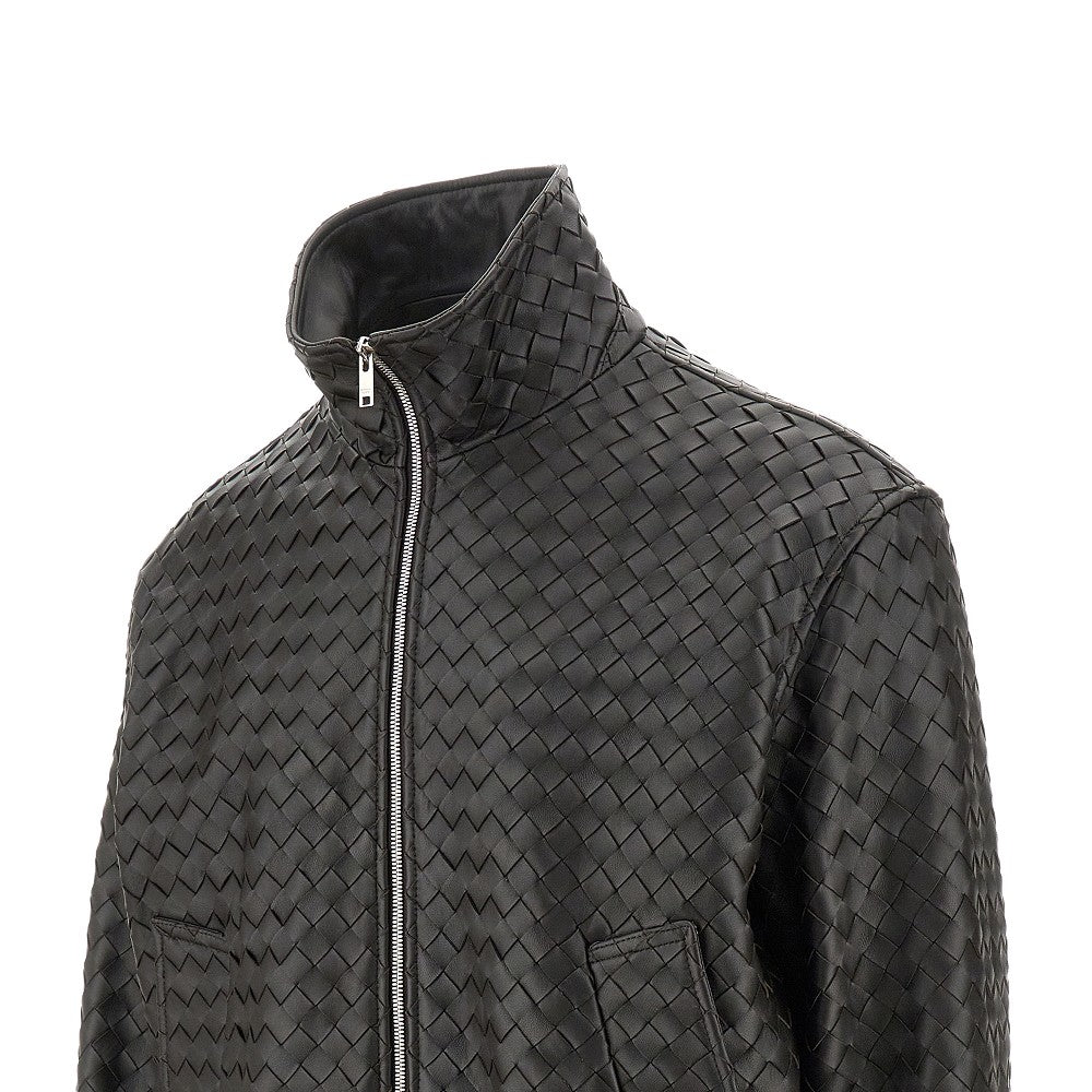 Bomber in pelle Intrecciato
