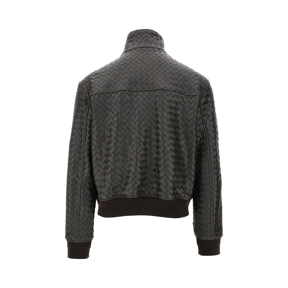 Bomber in pelle Intrecciato