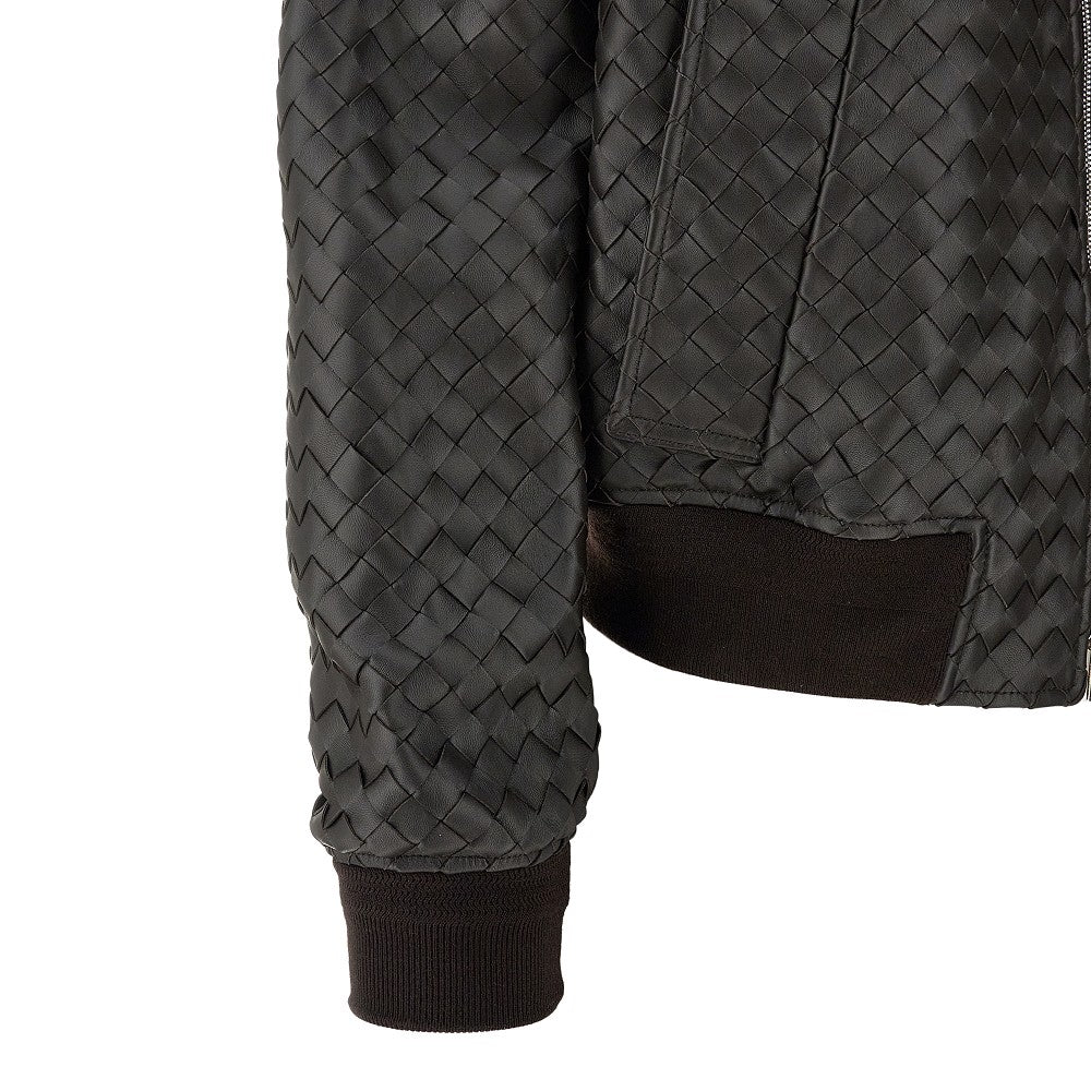 Bomber in pelle Intrecciato
