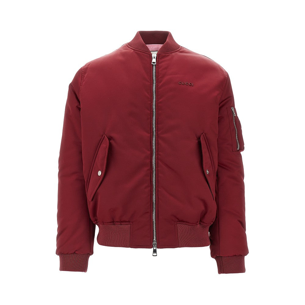 Bomber in nylon imbottito con logo sul petto