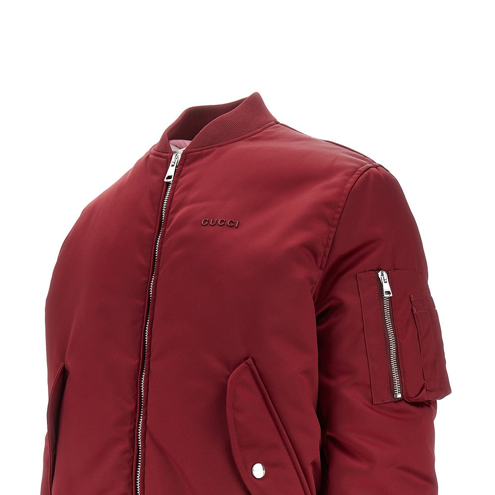 Bomber in nylon imbottito con logo sul petto