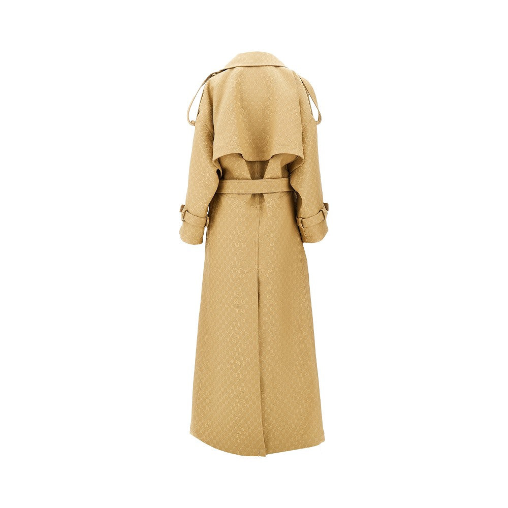 GG jacquard wool and silk long coat