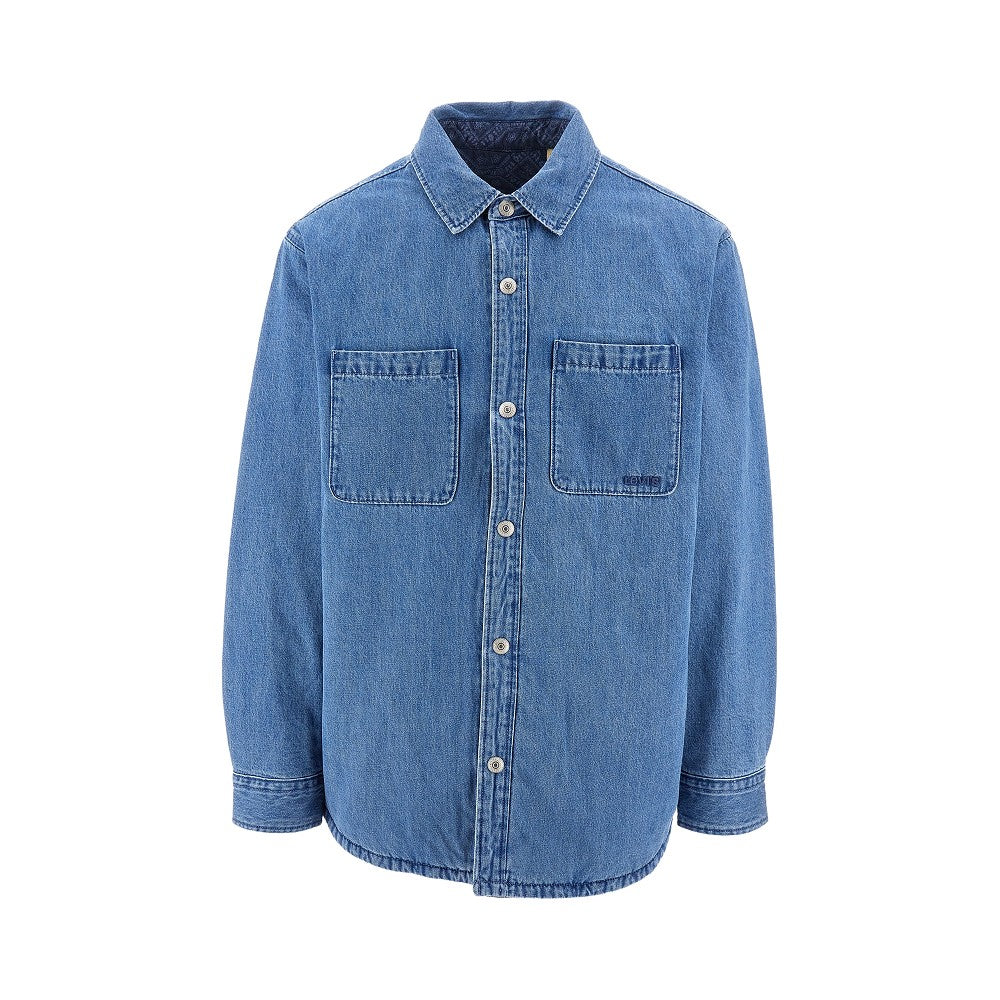 Overshirt reversibile in denim e nylon