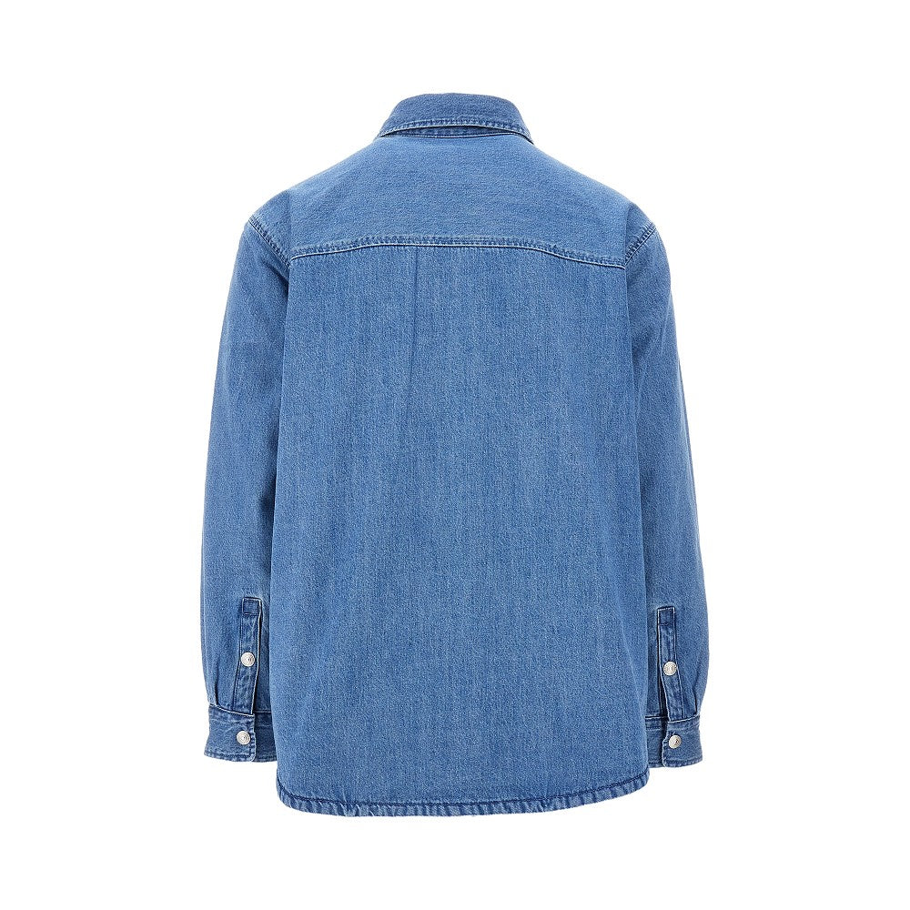 Overshirt reversibile in denim e nylon