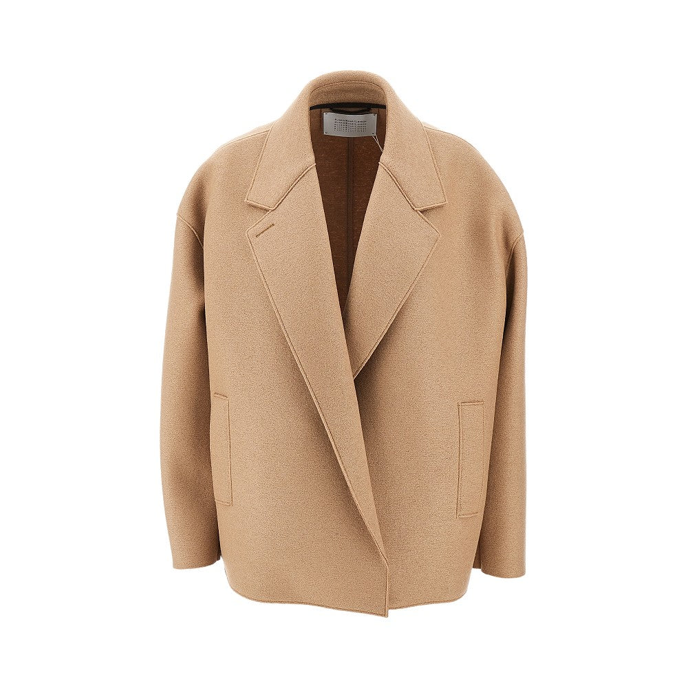 Pressed wool oversized boxy jacket