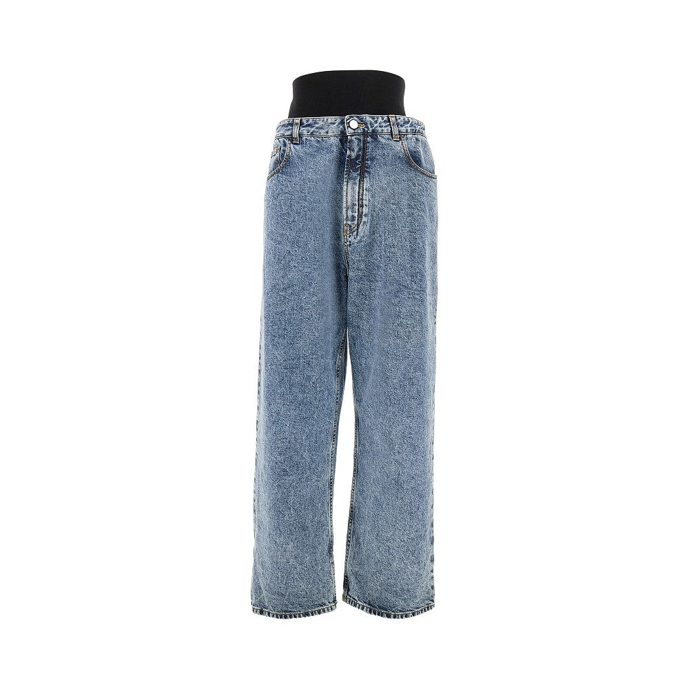 Jeans oversize con fascia elastica in vita