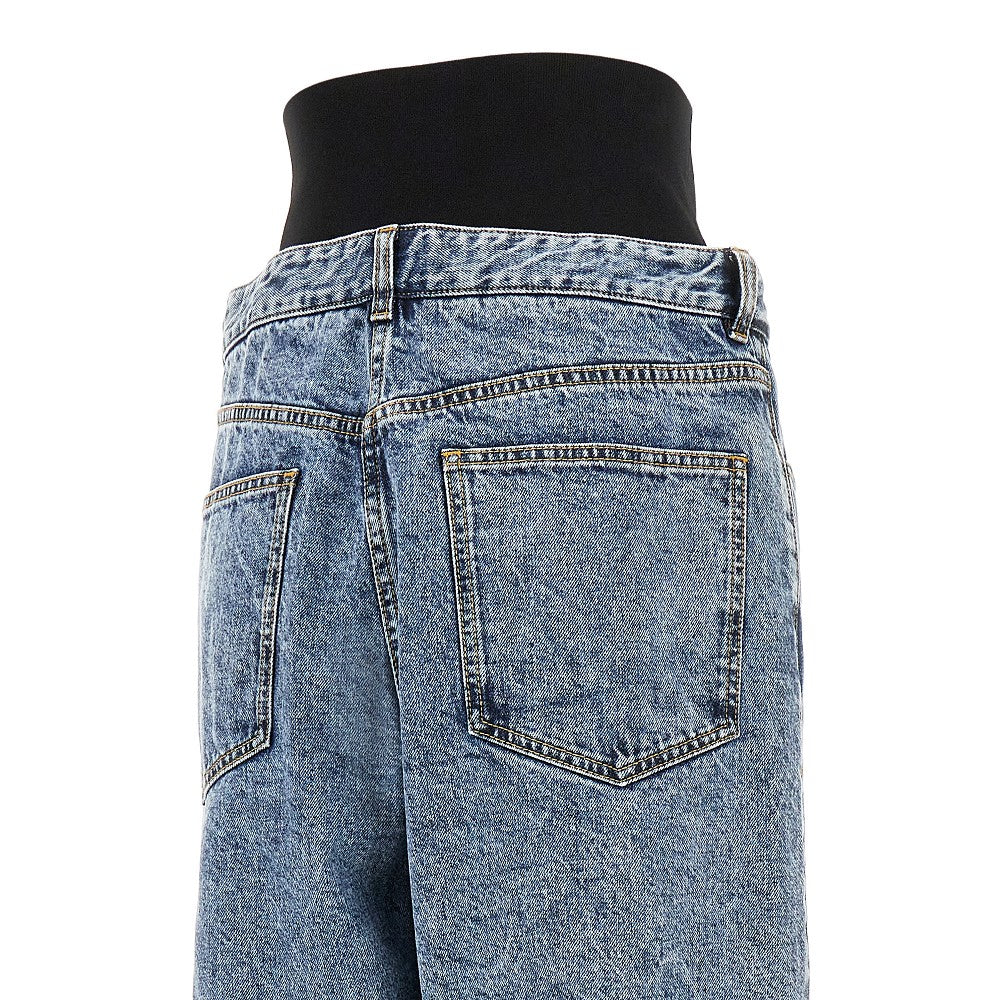 Jeans oversize con fascia elastica in vita