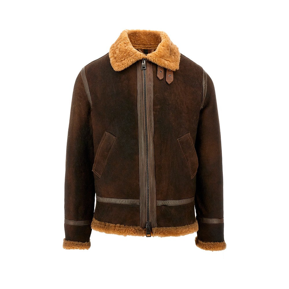 Waxed shearling Aviator jacket