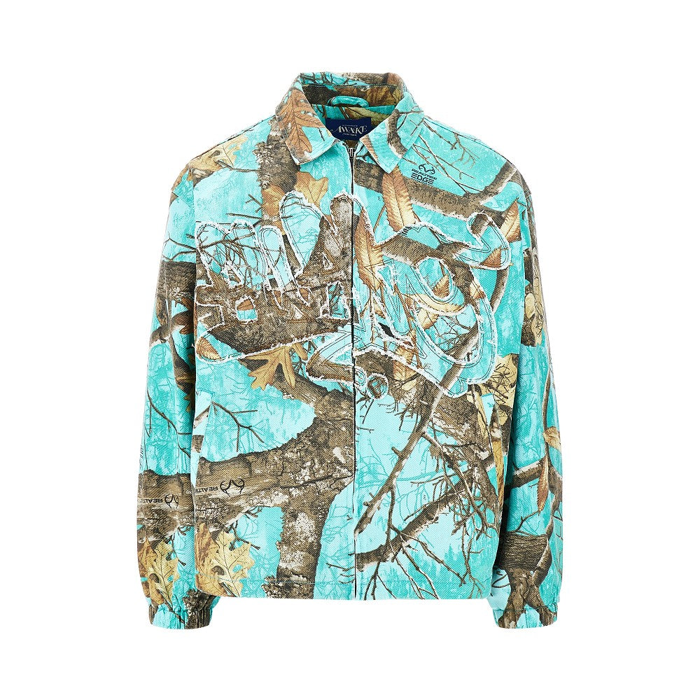 Printed denim coach jacket