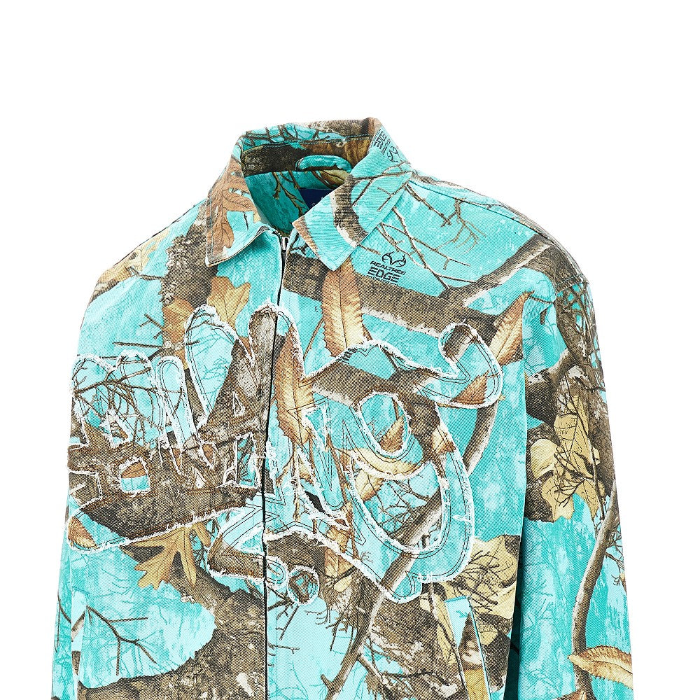 Printed denim coach jacket