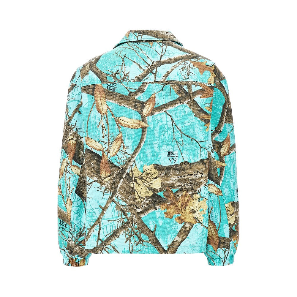 Printed denim coach jacket