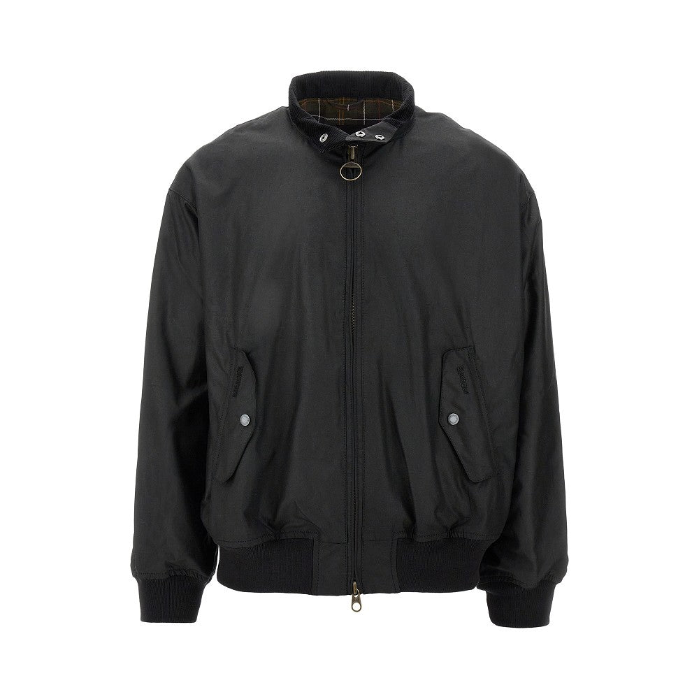 Waxed cotton bomber jacket