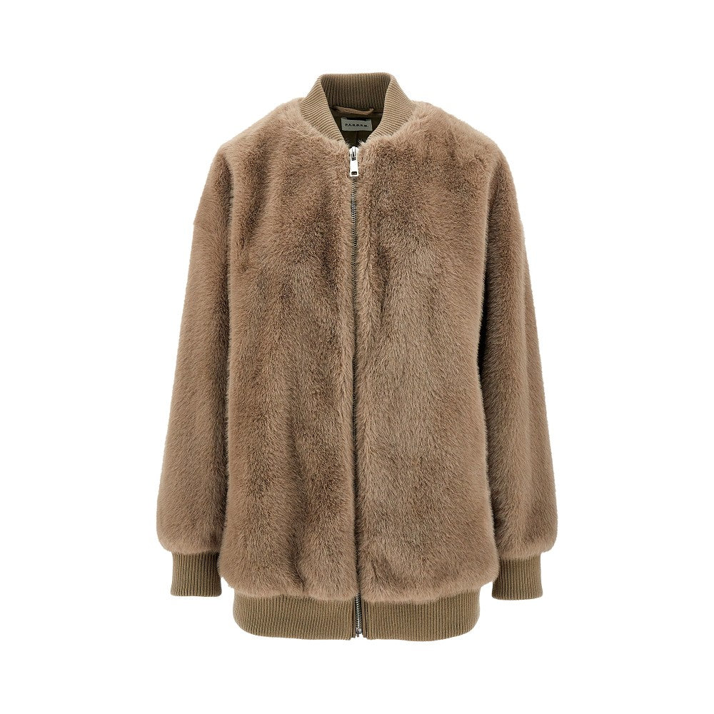Faux fur bomber jacket