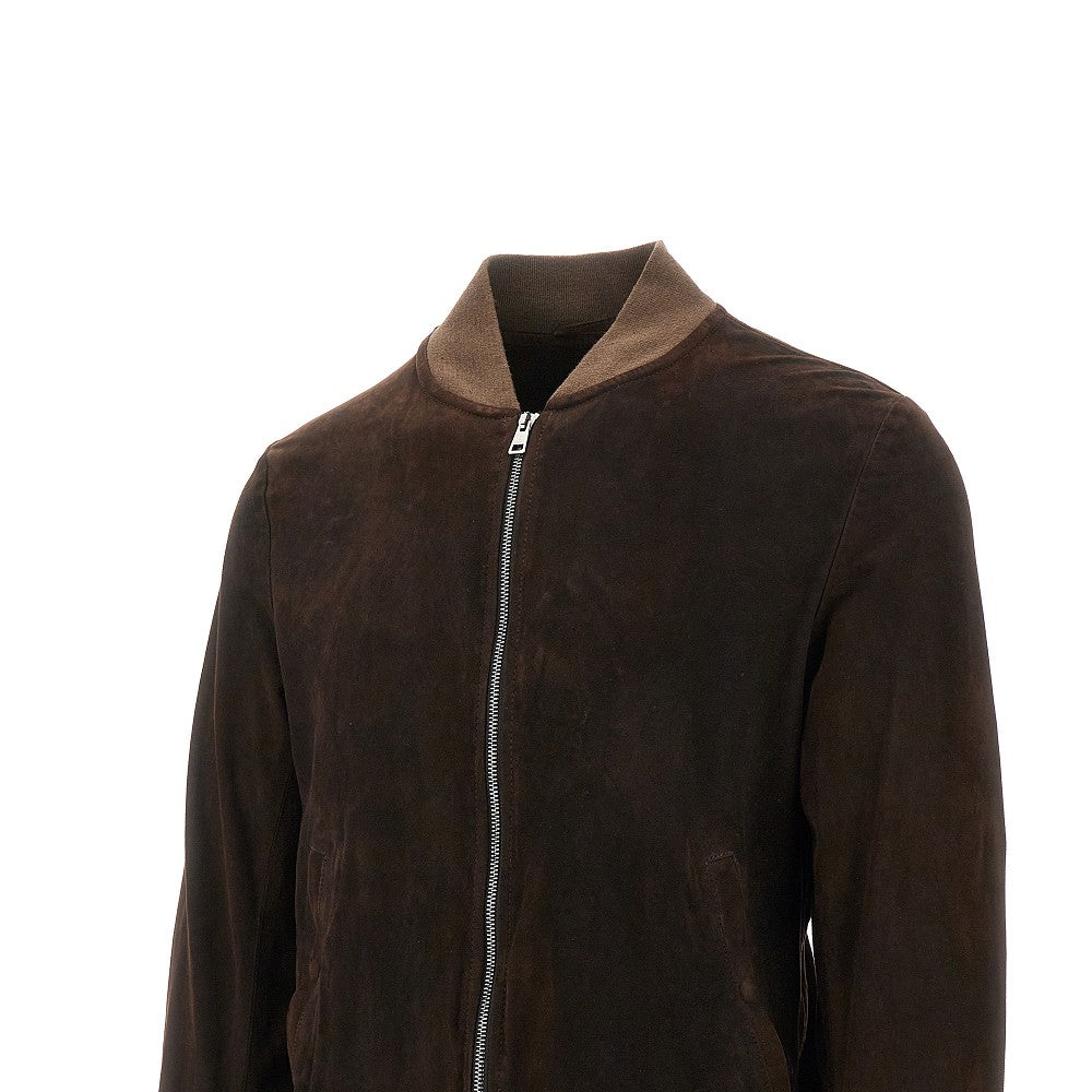 Bomber in pelle scamosciata lavata
