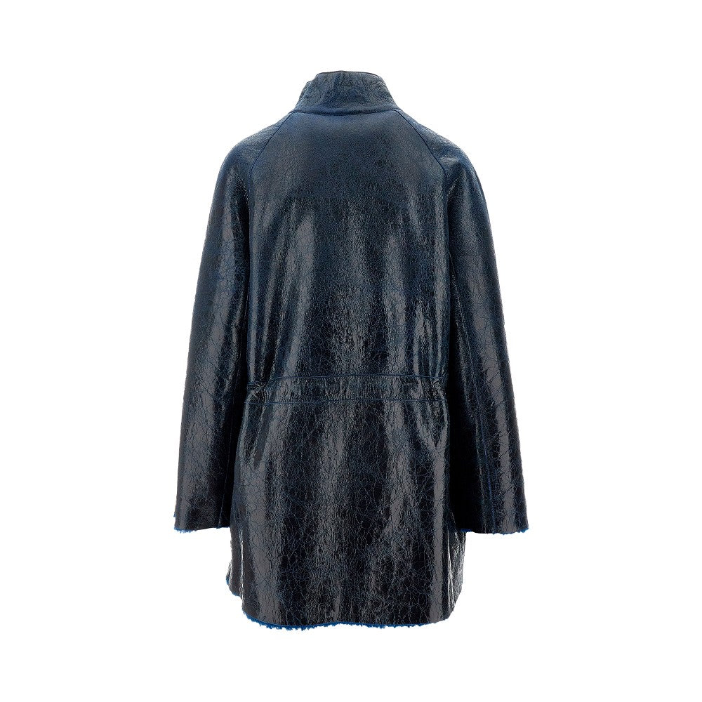 Coated shearling jacket