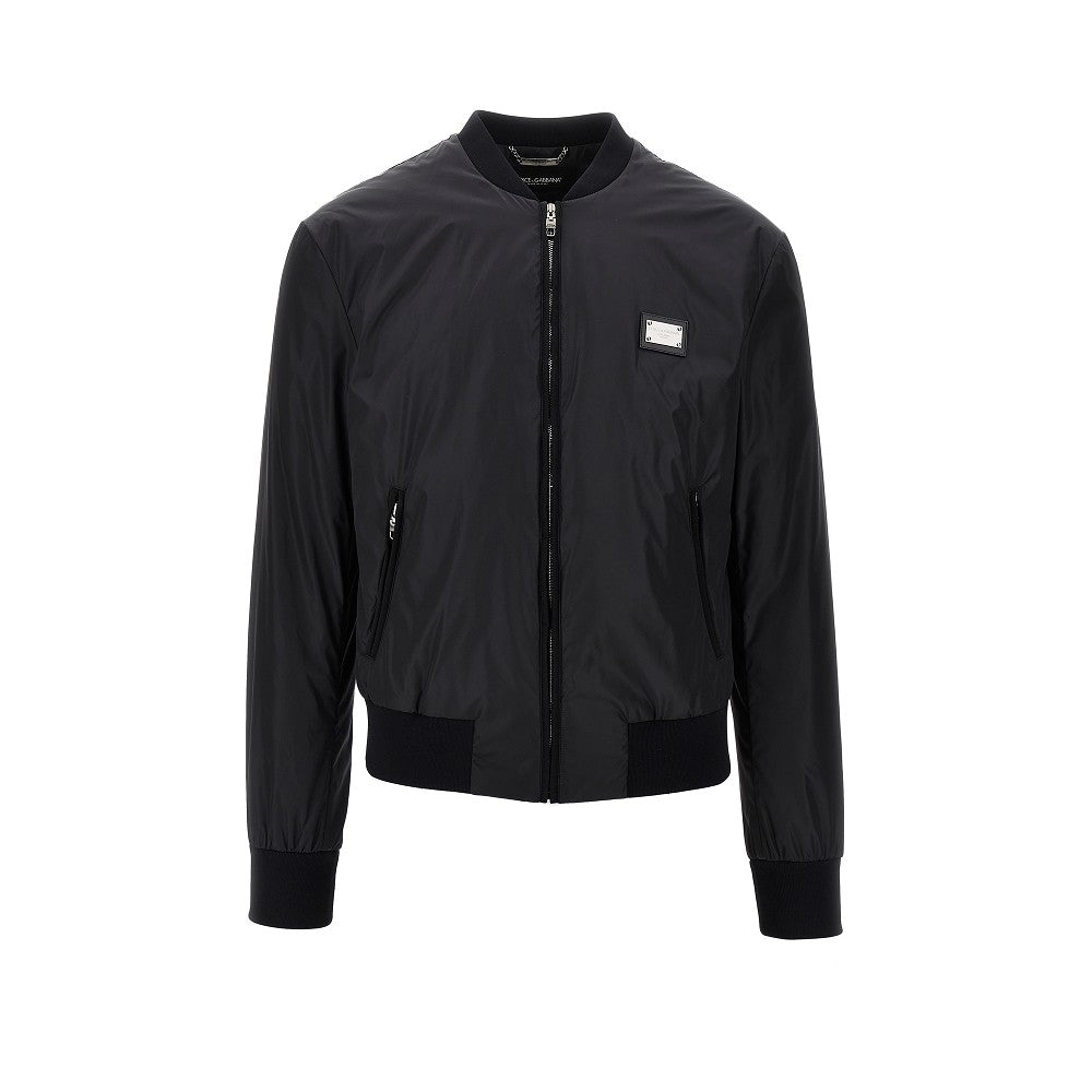Bomber in nylon con placca logo