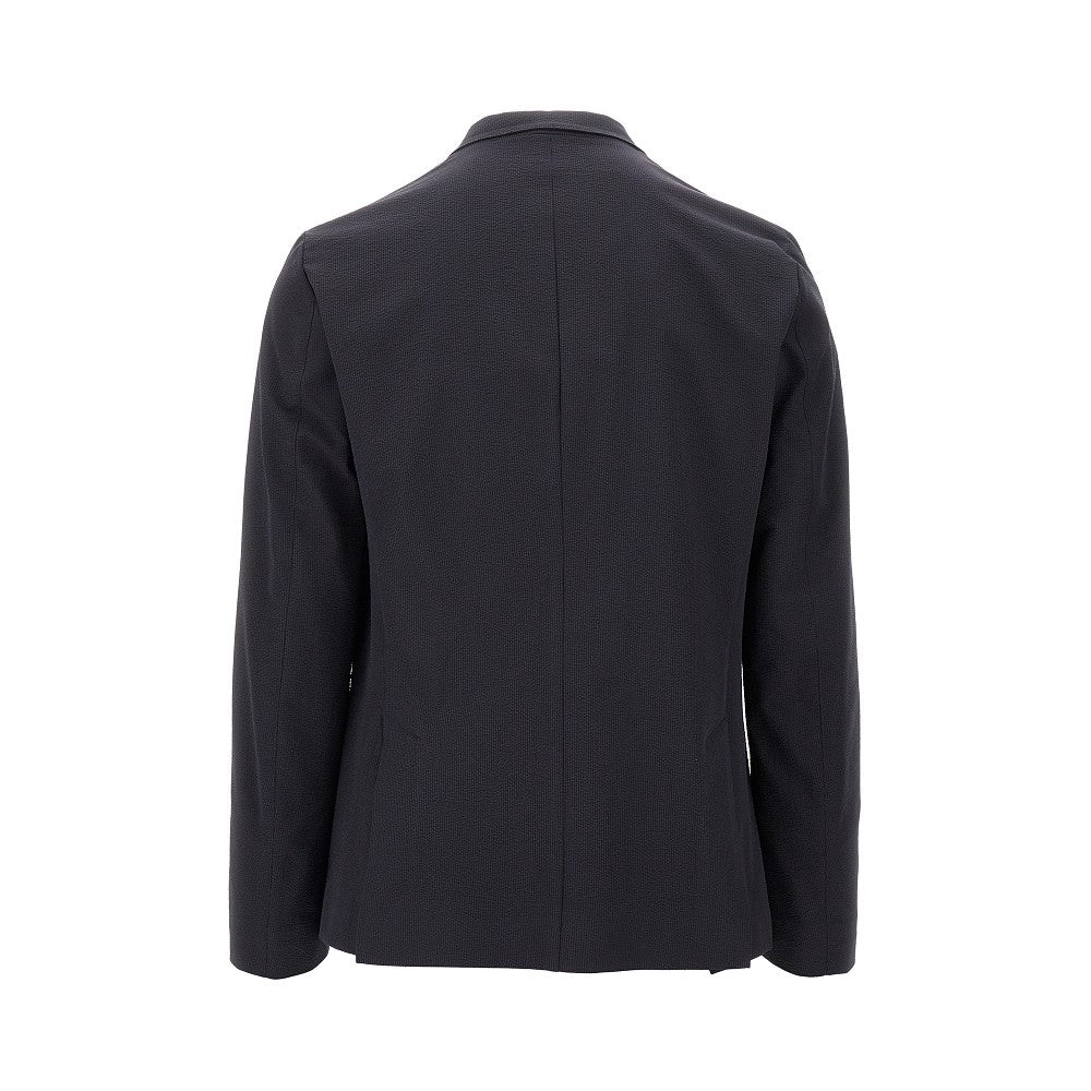 Technical seersucker single-breasted jacket