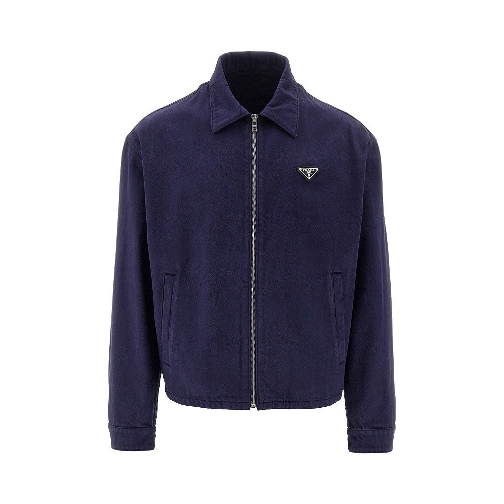 Blouson in gabardine con patch logo